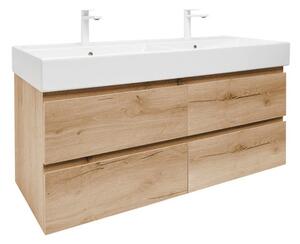 Fürdőszobaszekrény mosdókagylóval SAT B-Way 119x50x45 cm matt tölgyfa BWAY2120OAKU2BB