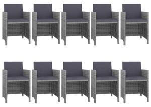 VidaXL 11-részes szürke polyrattan kültéri étkezőszett párnákkal