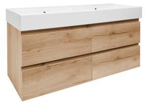 Fürdőszobaszekrény mosdókagylóval SAT B-Way 119x50x45 cm matt tölgy BWAY2120OAKU2B