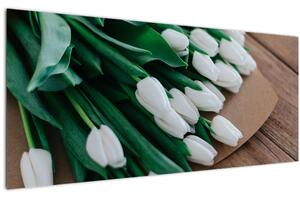 Egy csokor fehér tulipán képe (120x50 cm)