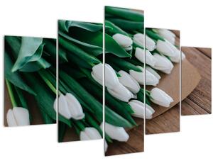 Egy csokor fehér tulipán képe (150x105 cm)