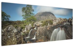 Vízesések és hegyek képe (120x50 cm)
