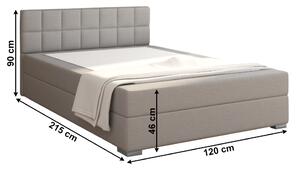 KONDELA Boxspring típusú ágy 120x200, szürkésbarna taupe, FERATA TV KOMFORT