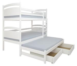 Wilsondo PETRA 2 emeletes ágy pótággyal 90x200 - fehér