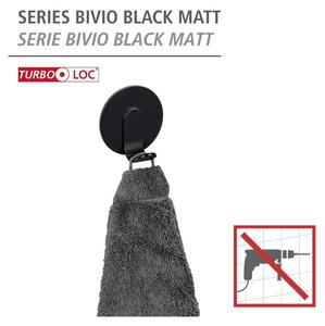 Matt fekete öntapadós fém akasztó szett 2 db-os Bivio – Wenko