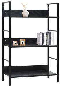 VidaXL 3 szintes fekete szerelt fa könyvespolc 60 x 27,6 x 90,5 cm
