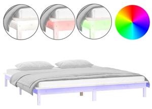 VidaXL kis kétszemélyes fehér tömör fa LED-es ágykeret 120 x 190 cm