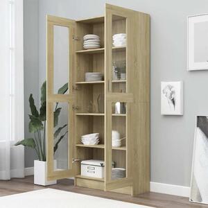 VidaXL sonoma tölgy színű szerelt fa vitrinszekrény 82,5x30,5x185,5 cm
