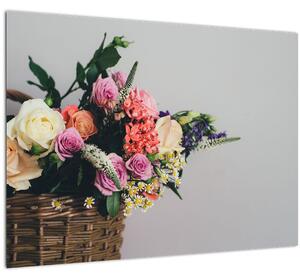 Egy kosár virágokkal képe (70x50 cm)
