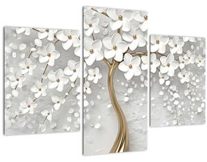 Fehér fa virágokkal képe (90x60 cm)