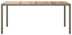 VidaXL szürke polyrattan és akácfa kerti asztal 190 x 90 x 75 cm