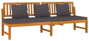 VidaXL tömör akácfa kanapé szürke párnákkal 200 x 60 x 75 cm