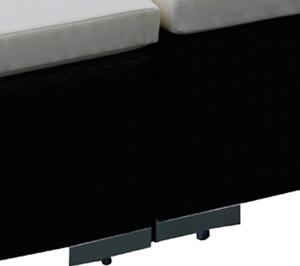 VidaXL 6-részes fekete polyrattan kerti bútorszett párnákkal