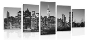 5 részes kép New York központ fekete fehérben