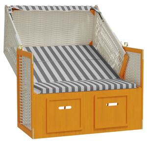 VidaXL fehér és szürke polyrattan és tömör fa strandszék tetővel