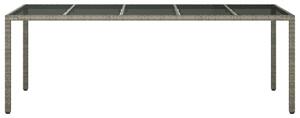 VidaXL szürke edzett üveg és polyrattan kerti asztal 250 x 100 x 75 cm
