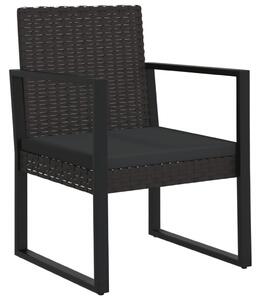 VidaXL 3 részes fekete polyrattan kerti ülőgarnitúra párnákkal