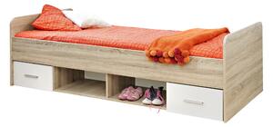 Egyszemélyes ágy 90 cm Daron 23 DSW DI-04 (sonoma tölgy + fehér) (fiókokkal)