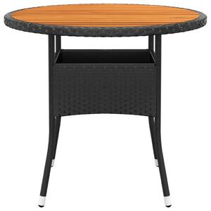 VidaXL fekete akácfa és polyrattan kerti asztal Ø80 x 75 cm