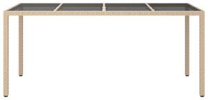 VidaXL bézs szürke polyrattan és edzett üveg kerti asztal 190x90x75 cm
