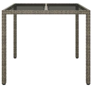 VidaXL szürke polyrattan és edzett üveg kerti asztal 90 x 90 x 75 cm