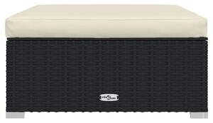 VidaXL fekete polyrattan kerti lábtartó párnával 70 x 70 x 30 cm