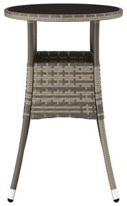 VidaXL szürke polyrattan és edzett üveg kerti asztal Ø60 x 75 cm