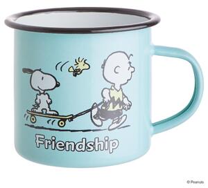 PEANUTS zománcozott bögre, világoskék 'Friendship' 380ml