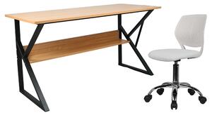 KONDELA Polcos íróasztal, bükkfa/fekete, TARCAL 100