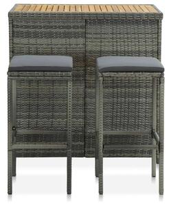 VidaXL 3 részes szürke polyrattan bárszett