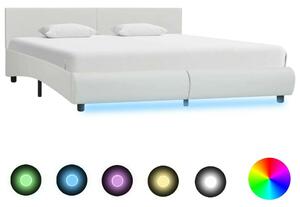 VidaXL fehér LED-es műbőr ágykeret 160 x 200 cm
