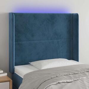 Bársony Ágyfejtámla LED-es - Sötétkék - 103x16x118/128cm