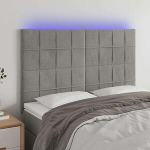 VidaXL világosszürke bársony LED-es fejtámla 144x5x118/128 cm