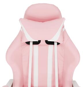 KONDELA Irodai/gamer szék, rózsaszín/fehér, PINKY