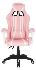 KONDELA Irodai/gamer szék, rózsaszín/fehér, PINKY