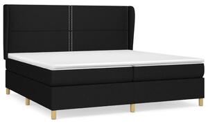 VidaXL 200x200 cm-es Fekete Szövet Ágy Rugós Matraccal