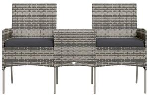 VidaXL kétszemélyes antracitszürke polyrattan kanapé teázóasztallal