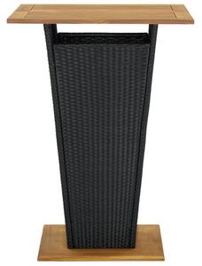 VidaXL fekete polyrattan és tömör akácfa bárasztal 80 x 80 x 110 cm