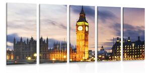 5 részes kép éjszakai Big Ben Londonban