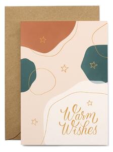 Warm Wishes karácsonyi üdvözlőkártya újrahasznosított papírból, borítékkal, A6 - Printintin