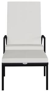 VidaXL 2 db fekete polyrattan napozóágy lábtartóval