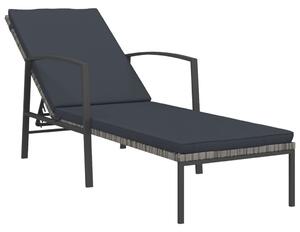 VidaXL 2 db szürke polyrattan napozóágy asztallal
