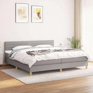 VidaXL világosszürke szövet rugós ágy matraccal 200 x 200 cm
