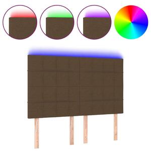 VidaXL sötétbarna szövet LED-es fejtámla 144x5x118/128 cm