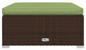 VidaXL barna polyrattan kerti lábtartó párnával 70 x 70 x 30 cm