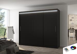 Antos 250 Gardróbszekrény Fekete LED-del