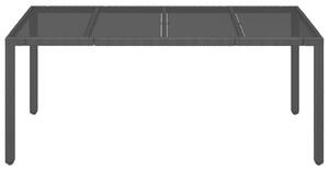 VidaXL fekete polyrattan üveglapos kerti asztal 190 x 90 x 75 cm