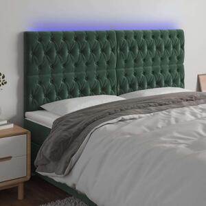 VidaXL sötétzöld bársony LED-es fejtámla 180x7x118/128 cm
