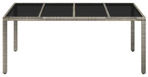 VidaXL szürke polyrattan üveglapos kerti asztal 190 x 90 x 75 cm