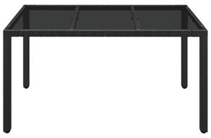 VidaXL fekete polyrattan üveglapos kerti asztal 150 x 90 x 75 cm